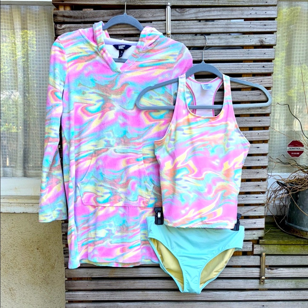 Colorful Kids Swim Set from Lands End. Girls size 14/16